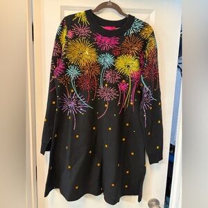 QUEEN OF SPARKLES Black Dress with Colorful Fireworks